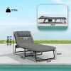 Gray Folding Chaise Lounge Chair with 4-Level Reclining Back Breathable Mesh Fabric Cushion Headrest for Outdoor