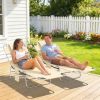 2 Tanning Chairs with Face Hole, 5-Level Adjustable Outdoor Chaise Lounge Chair with Pillow for Beach, Pool, Beige
