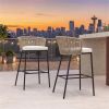 2-Pack Outdoor Bar Stools with Removable Cushions, 400 LBS Weight Capacity Woven Rope Patio Chairs