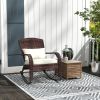 Adirondack Rocking Chair, Outdoor Wicker, High Back, Cream White Seat Cushion and Pillow, Porch and Balcony
