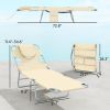 2 Tanning Chairs with Face Hole, 5-Level Adjustable Outdoor Chaise Lounge Chair with Pillow for Beach, Pool, Beige