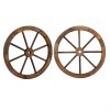 [Same Code: 95885929]2pcs 24-Inch Old Western Style Garden Art Wall Decor Wooden Wagon Wheel Brown