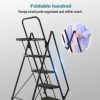 Folding step stool with bandwidth anti slip pedals and tool trays, lightweight and portable steel step stool, perfect for kitchen and home