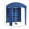 Cabana Style Beach Canopy with Ventilated Windows & Striped Azure Ruffles
