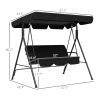 Outdoor 3-Seat Patio Swing Chair with Cushion and Adjustable Canopy, Black for Garden