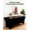 10 Pack Table Cloth for 6FT Rectangular Fitted Events, Wrinkle-Resistant Stretch Black Table Covers, Washable Spandex Tablecloth Protector, for Party