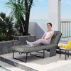 Gray Folding Chaise Lounge Chair with 4-Level Reclining Back Breathable Mesh Fabric Cushion Headrest for Outdoor