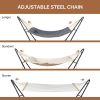 Hammock with Stand, Double-Barrel Hammock with Hammock Bed, Heavy Duty Adjustable Hammock Set for Outdoors, Patio, Yard, Garden, Beige