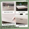 Two piece outdoor stool, rattan foot pad with cushion, terrace stool, footstool, cream