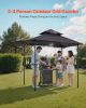 Grill Gazebo, 8 x 5 ft Double-Tiered Top, BBQ Gazebo with Extra Awning, Powder-Coated Steel Patio Grill Shelter with 2 Side Shelves