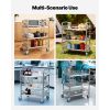 Stainless Steel Cart, 3-Tier Rolling Lab Utility Cart with Lockable Wheels, Medical Serving Trolley Clinic Tray