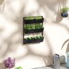 Wall Planter with 6 Pots, 3-Tier Design, Black, Ideal for Flowers and Vegetables, Enhances Garden Space