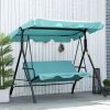 Porch Swing Chair 3-Person with Adjustable Canopy Green Steel Frame for Patio