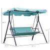 Porch Swing Chair 3-Person with Adjustable Canopy Green Steel Frame for Patio