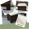 Two piece outdoor stool, rattan foot pad with cushion, terrace stool, footstool, beige