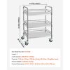 Stainless Steel Cart, 3-Tier Rolling Lab Utility Cart with Lockable Wheels, Medical Serving Trolley Clinic Tray