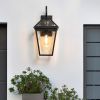 21"(H) 1-Pack Outdoor Wall Lantern Light – Modern Black Metal & Clear Glass Sconce for Porch, Patio, and Garden Lighting (Bulb Not Included)