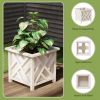 Lattice Design Outdoor Planter Box - 14.75' Plant Pot - Decorative Plant Pots for Front Porch Decor - Flower Pots Outdoor Planters for Porch Patio or