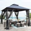 10x10 Outdoor Patio Gazebo Canopy Tent With Ventilated Double Roof And Mosquito net(Detachable Mesh Screen On All Sides),Suitable for Lawn, Garden