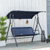 Porch Swing Bench 3-Person with Stand Adjustable Canopy Armrests Steel Frame for Outdoor Garden Patio Porch Poolside Dark Blue