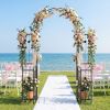 87 inch Tall Garden Arch with Gate Planter Shelves Climbing Trellises