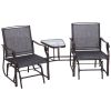 Outdoor Glider Swing 2-Seat Independent Chairs Grey with Center Coffee Table