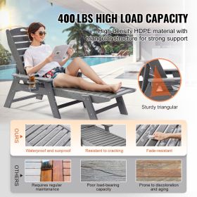 Chaise Lounge Chair, 400 lbs Weight Capacity, 6 Positions Adjustable Patio Lounge Chair, Outdoor HDPE Lounge Chair with Backrest & Cup Holder