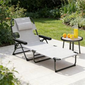 Folding lounge chair, outdoor chair, beach chair, sun chair, cream white