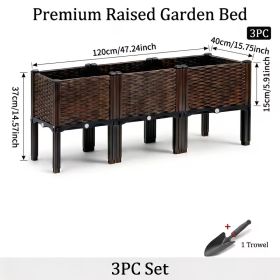3 Pack Elevated Raised Garden Beds with Legs, Outdoor Plastic Planter Boxes for Vegetables, Herbs, Flowers and Patio Gardening