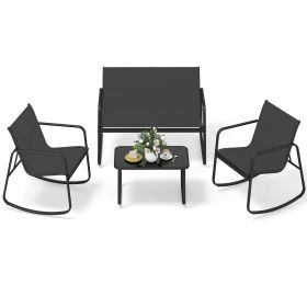 4 PCS Patio Furniture Set Outdoor Rocker Chair Conversation Set