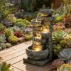 Outdoor Fountain, Garden Fountain with LED Lights Mixed