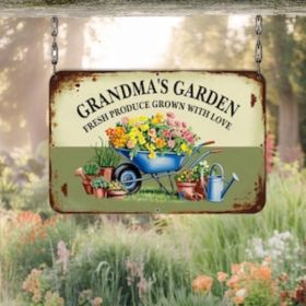 CIFbuy Grandma's Garden Vintage Metal Sign Garden Grown with Love Wall Decor Farmhouse Sign Gift For Mom (TikTok, temu pick-up service)