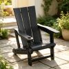 Black Weatherproof HDPE Outdoor Adirondack Chair, 330LBS Capacity Ergonomic Patio Lounge Chair with Built-in Cup Holder