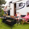 220 lbs Folding Camping Table â€“ 30-Second Tool-Free Setup, Aluminum Roll-Top & Steel Frame, Detachable Mesh Basket