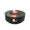 11" H x 30" W Fiber Reinforced Concrete Propane/Natural Gas Outdoor Fire Pit Table with Lid (Charcoal)