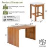 5 Piece Outdoor Bar Set, Patio Acacia Wood Bar Height Table & Four Stools with Cushions, Wood Dining Bar Set for Backyard, Poolside, Balcony