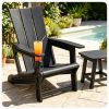Black Weatherproof HDPE Outdoor Adirondack Chair, 330LBS Capacity Ergonomic Patio Lounge Chair with Built-in Cup Holder