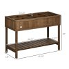 Elevated Planter Box Stand Wooden with 8 Slots and Shelf Dark Brown for Garden Space Efficiency