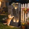 40" Tall Outdoor Waterfall Fountain with LED Lights and Planter, 3-Tier Cascading Waterfall Feature with Pump, Dark Gray