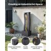 Outdoor Water Fountain, 38.58 in Height Fountain and Waterfall, 1-Tier Floor Standing Rock Base Style Fountains with with LED Light and Pump