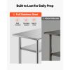 Stainless Steel Work Table, 24x36 Inch Food Prep Table with 2 Shelves and Wheels, Commercial Kitchen Workstation, Metal Heavy Duty Utility Worktable