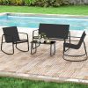 4 PCS Patio Furniture Set Outdoor Rocker Chair Conversation Set