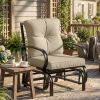Patio Glider, Outdoor Glider Chair with Cushions, Steel Frame, Curved Armrests, Beige