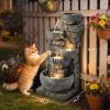 Outdoor Water Fountain with LED Lights, 31.5" Tall 5 Tiers Cascading Water Feature for Garden Patio Home Decor, Gray