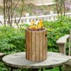 Afterglow 10,000 BTU Tabletop Propane Fire Pit, Round Wood Look Magnesium Oxide Gas Fire Column