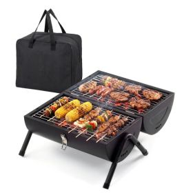 Portable Charcoal Grill Outdoor Stove, Two Side Carbon Griller for BBQ, Tabletop Barbecue Grill for Outdoor Camping Backyard Party, Black (Option: Defaulttitle)