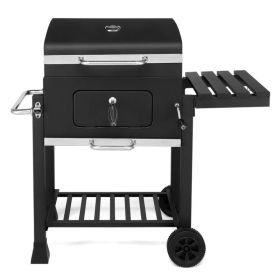 Charcoal Grill with Foldable Side Table and Wheels, Heavy-duty BBQ Grill for Outdoor Picnics Patio Garden and Backyard Grilling (Option: Defaulttitle)