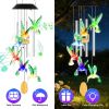 1Pc/2Pcs Options -- Solar Hummingbird Wind Chime with Aluminum Tubes 7 Color Changing Wind Chime for Outside IPX4 Waterproof Outdoor Garden Yard Decor