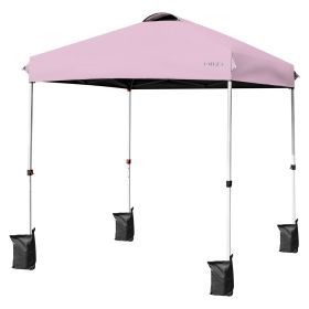 6.6 x 6.6 Feet Outdoor Pop-up Canopy Tent with Roller Bag (Color: Pink)