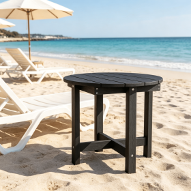 Weather-Resistant Waterproof HIPS Adirondack Side Table Outdoor Coffee Table with Smooth Surface for Garden Lawn Poolside (Color: Black)